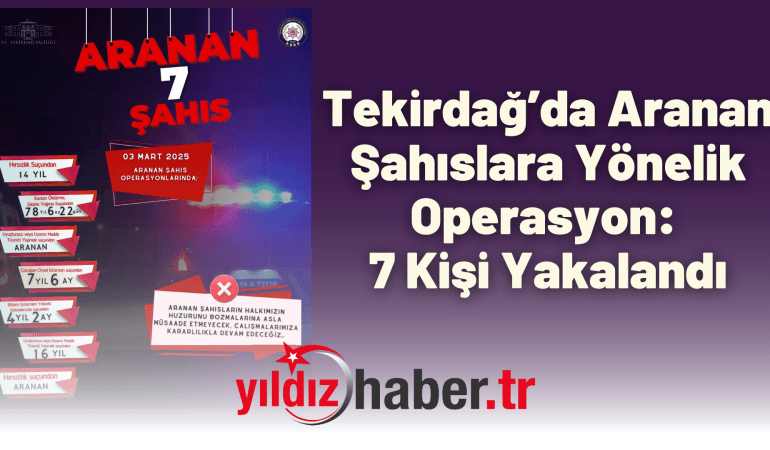 Tekirdağ’da Aranan Şahıslara Yönelik Operasyon: 7 Kişi Yakalandı