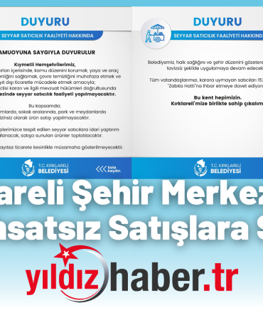 Kırklareli Şehir Merkezinde Ruhsatsız Satışlara Son