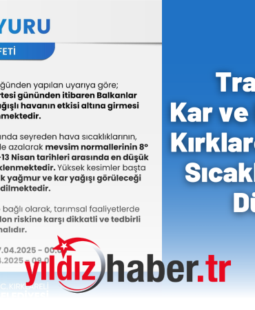 Trakya İçin Kar ve Don Uyarısı Kırklareli’nde Hava Sıcaklığı -4°C’ye Düşecek