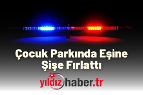 Çocuk Parkında Eşine Şişe Fırlattı