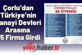 Çorlu’dan Türkiye’nin Sanayi Devleri Arasına 35 Firma Girdi