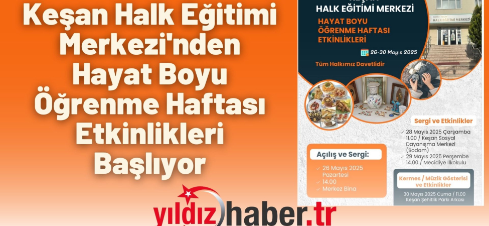 Keşan Halk Eğitimi Merkezi'nden Hayat Boyu Öğrenme Haftası Etkinlikleri Başlıyor
