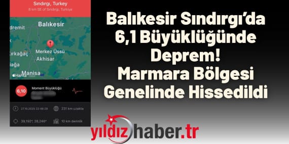 Balıkesir Sındırgı’da 6,1 Büyüklüğünde Deprem! Marmara Bölgesi Genelinde Hissedildi