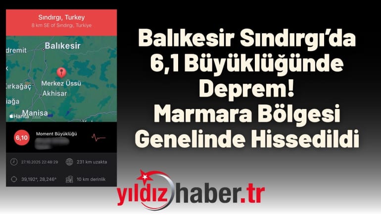 Balıkesir Sındırgı’da 6,1 Büyüklüğünde Deprem! Marmara Bölgesi Genelinde Hissedildi