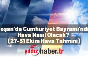 Keşan’da Cumhuriyet Bayramı'nda Hava Nasıl Olacak (27-31 Ekim Hava Tahmini)