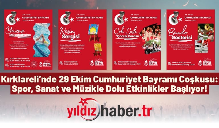 Kırklareli’nde 29 Ekim Cumhuriyet Bayramı Coşkusu: Spor, Sanat ve Müzikle Dolu Etkinlikler Başlıyor!