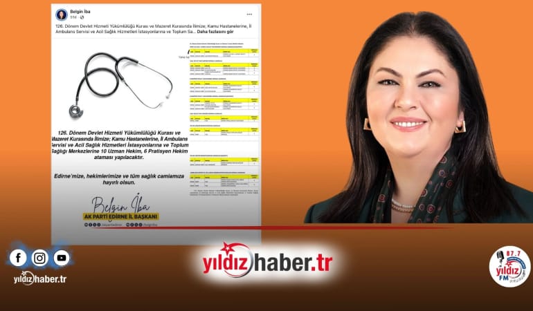 Belgin İba Duyurdu: Edirne Ve İlçelerine 18 Hekim Ataması Yapılacak