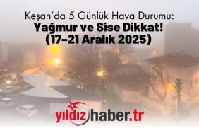 Keşan’da 5 Günlük Hava Durumu Yağmur ve Sise Dikkat! (17–21 Aralık 2025)