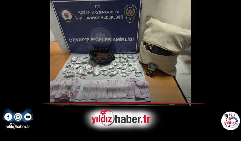 Keşan’da Ticari Araçtan Uyuşturucu Madde ve Para Ele Geçirildi