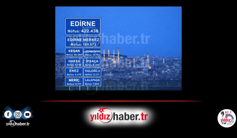 TÜİK 2025 Nüfus Verilerini Açıkladı: Edirne’nin Nüfusu 422.438 Oldu