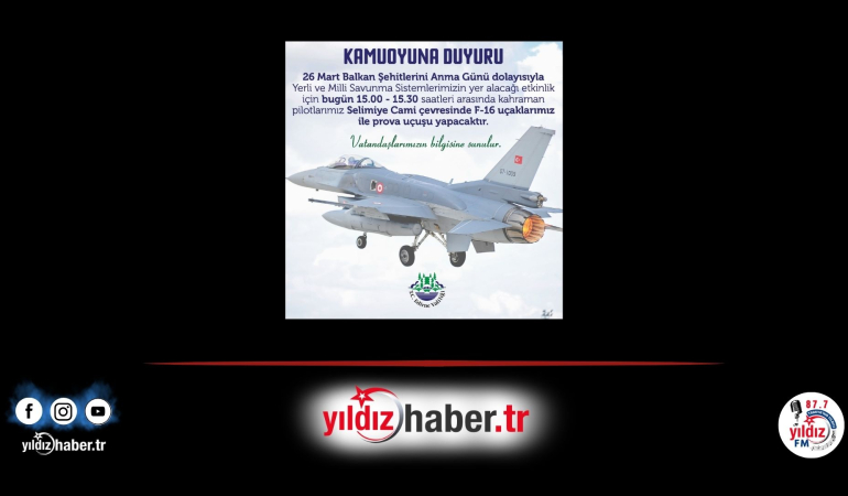 Edirne Semalarında F-16 Heyecanı: Bugün Selimiye Çevresinde Prova Uçuşu Yapılacak