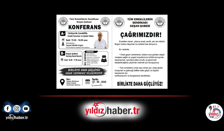 Keşan’da Emekliler Hem Konferans Hem Genel Kurul Toplantısı Yapacak